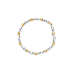 10k Two-Toned Gold 2.00 Cttw Channel Set Baguette-Diamond Weave and "X" Spiral Link Bracelet (H-I Color, I1-I2 Clarity) - 7"
