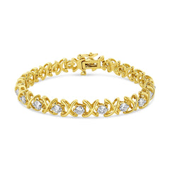 14K Yellow Gold 4.0 Cttw "X"-Link Round-Cut Diamond Bracelet (I-J Color, SI2-I1 Clarity) - Size 7.25