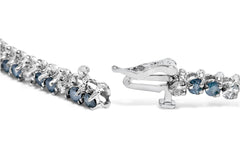 14K White Gold White And Treated Blue Diamond Bracelet (4 5/8 cttw, H-I Color, I1-I2 Clarity)