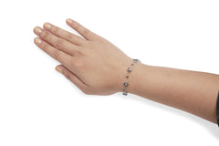 10K White Gold 4.0 Cttw Champagne and White Diamond Floral Cluster and Station Link Bracelet (H-I Color, SI2-I1 Clarity) - 7" Inches
