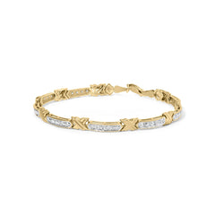 10K Yellow Gold 1/2 Cttw Diamond X-Link 7" Bracelet (I-J Color, I1-I2 Clarity)