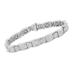 18K White Gold 5.0 Carat Princess Diamond Buckle Link Bracelet