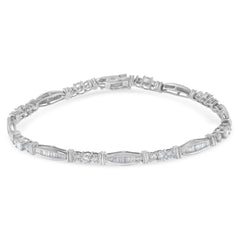 10K White Gold Geometric Pattern Diamond Tennis Bracelet (3 cttw, H-I Color, SI2-I1 Clarity)