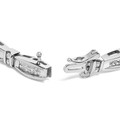 14K White Gold 2.0 Cttw Princess and Round Diamond Bar and Link Bracelet (I-J Color, I1-I2 Clarity) - 7.25" Inches