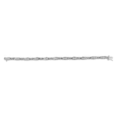14K White Gold 2.0 Cttw Princess and Round Diamond Bar and Link Bracelet (I-J Color, I1-I2 Clarity) - 7.25" Inches