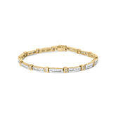14K Yellow Gold 1.00 Cttw Baguette Diamond Channel Link Bracelet