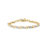 .925 Sterling Silver 1/2 Cttw Diamond Contoured Double Wave Link 7" Tennis Bracelet (I-J Color, I3 Clarity)