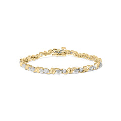 .925 Sterling Silver 1/2 Cttw Diamond Contoured Double Wave Link 7" Tennis Bracelet (I-J Color, I3 Clarity)