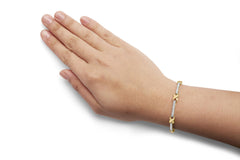 10K Yellow Gold 1.00 Cttw Pave Set Diamond Bar and X-Link 7" Bracelet (I-J Color, I3 Quality)