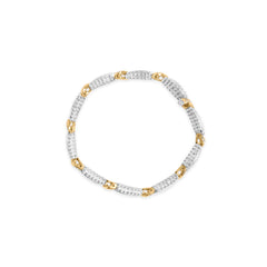14K Two Tone Gold 3.00 Cttw Diamond Multi Row and S Link Bracelet (H-I Color, I1-I2 Clarity) - 7" Inches