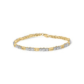 10k Yellow Gold 1.00 Cttw Diamond 3 Stone Link Bracelet (I-J Color, I1-I2 Clarity) -7.25" Inches