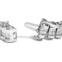14K Gold 3.0 Cttw Princess Cut Quad Invisible Set Tennis Bracelet (H-I Color, SI1-SI2 Clarity) - 7”