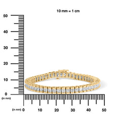 14K Yellow Gold 2.00 Cttw Princess-Cut Diamond Classic Link 7" Bracelet (I-J Color, I1-I2 Clarity)