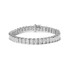 14K Gold 5.00 Cttw Square Princess Cut White Diamond Rectangular Invisible Set Link Tennis Bracelet (H-I Color, SI2-I1 Clarity) - 7.5” Inches