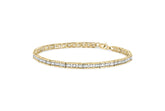 10K Yellow Gold over .925 Sterling Silver 1.0 Cttw Diamond Square Hybrid Link 7" Tennis Bracelet (I-J Color, I2-I3 Clarity)