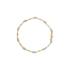 10K White and Yellow Gold 1.00 Cttw Diamond Oval Shaped Cluster Link Bracelet (I-J Color, SI2-I1 Clarity) - 7" Inches