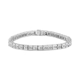14K White Gold 4 3/8 Cttw Alternating Invisible Set Princess and Baguette Diamond Tennis Bracelet (G-H Color, VS1-VS2 Clarity) - Size 7"