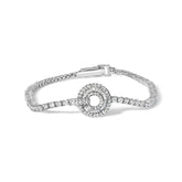 14K White Gold 2 1/2 Cttw Diamond 7" Classic Tennis Bracelet with Medallion Station (H-I Color, I1-I2 Clarity)