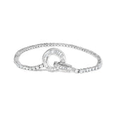 14K White Gold 2-1/2 Cttw Baguette and Round Diamond Toggle Tennis Bracelet