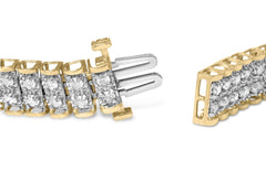 2 Micron 14KT Gold Plated Sterling Silver Diamond Tennis Link Bracelet (4 cttw, J-K Color, I1-I2 Clarity)