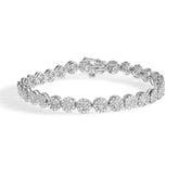 14K White Gold 2.00 Cttw Diamond Halo Link Tennis Bracelet (H-I Color, I1-I2 Clarity) - 7" Inches