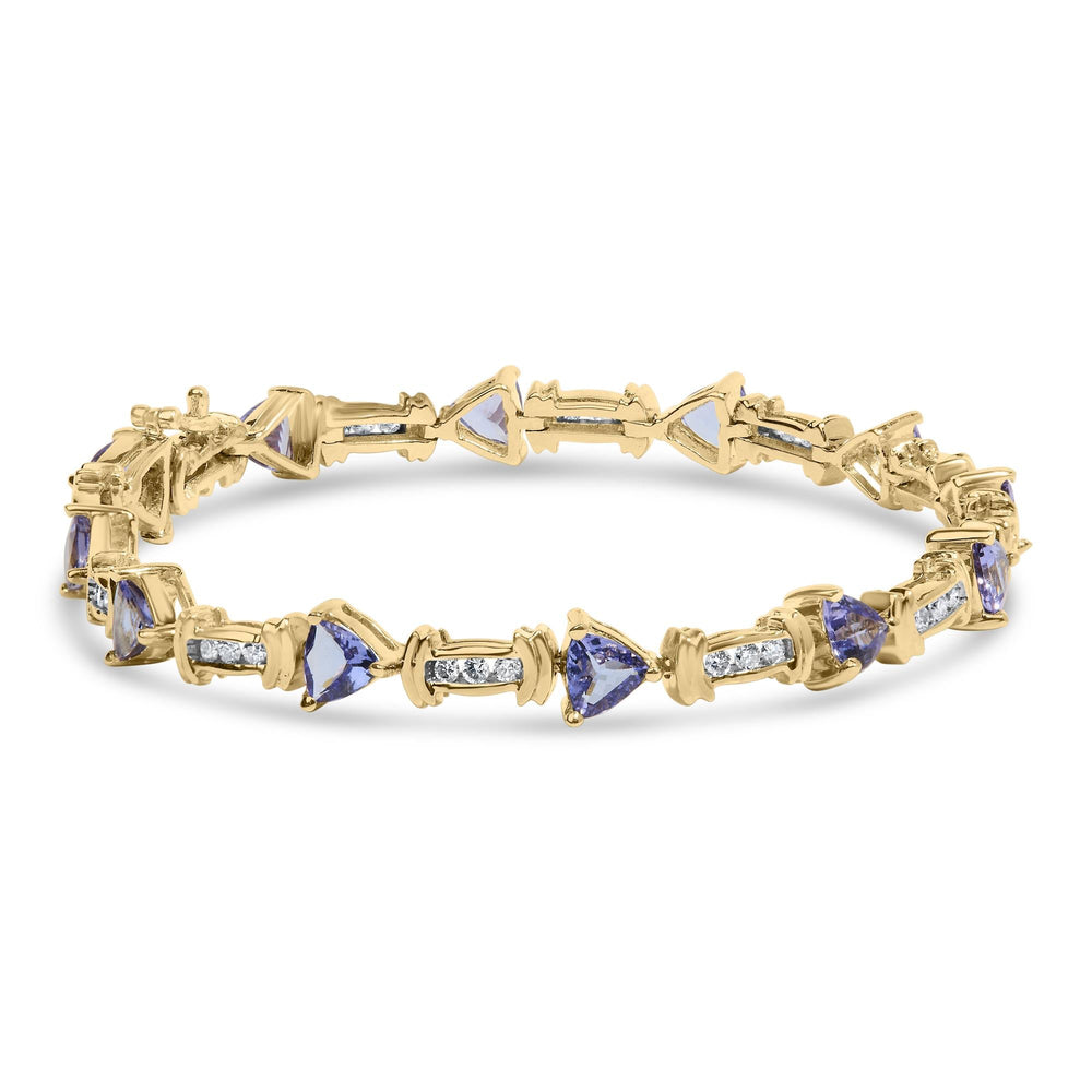 14K Yellow Gold Round-Cut Diamond and Tanzanite Bracelet (5.15 cttw, H-I Color, SI2-I1 Clarity)