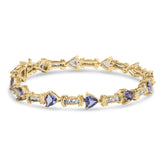 14K Yellow Gold Round-Cut Diamond and Tanzanite Bracelet (5.15 cttw, H-I Color, SI2-I1 Clarity)