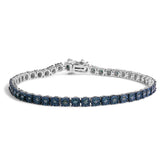 Black Rhodium Plated .925 Sterling Silver 1.0 Cttw Diamond Miracle Tennis Bracelet (Enhanced Blue Color, I3 Clarity) - 7"