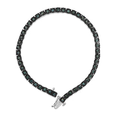 Black Rhodium Plated .925 Sterling Silver 1.0 Cttw Diamond Miracle Tennis Bracelet (Enhanced Blue Color, I3 Clarity) - 7"