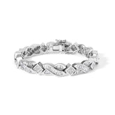 14K White Gold 8 1/5 Cttw Diamond Geometric Twisted Link Bracelet