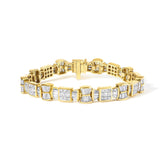 14K Yellow Gold 9 7/8 Cttw Princess and Baguette Diamond Bow and Box Link Tennis Bracelet (G-H Color, VS1-VS2 Clarity) - 7" Inches