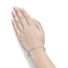 14K White Gold 5 3/4 Cttw Princess and Baguette Diamond Alternating Tapered Link and Box Line Bracelet (H-I Color, SI1-SI2 Clarity) -7" Inches