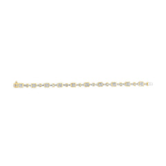 14K Yellow Gold 6 3/4 Cttw Princess and Baguette-Cut Diamond Tennis Bracelet (H-I Color, VS2-SI1 Clarity) - Size 7