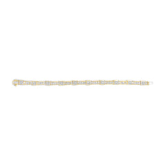 14K Yellow Gold 7.0 Cttw Baguette Cut Diamond Alternating Box and Wave Link Bracelet (G-H Color, VS1-VS2 Clarity) - 7" Inches