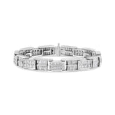 14K White Gold 10 5/8 Cttw Diamond Panel Link Bracelet - 7" Inches