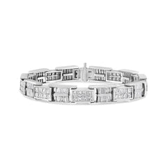 14K White Gold 10 5/8 Cttw Diamond Panel Link Bracelet - 7" Inches