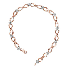10K Rose Gold Plated .925 Sterling Silver 1/2 Cttw Diamond Infinity Link Tennis Bracelet (H-I Color, I2-I3 Clarity) -7”