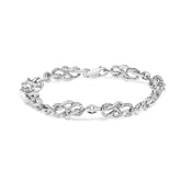 .925 Sterling Silver 1.0 Cttw Diamond Infinity Loop and Swirl Link Bracelet (I-J Color, I2-I3 Clarity) - 7.25" Inches