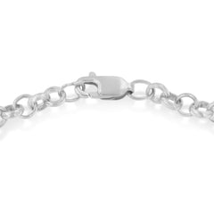 10K Yellow Gold 1/10 Cttw Diamond Awareness Ribbon & Heart Charm on 7" .925 Sterling Silver Rolo Bracelet (H-I Color, I1-I2 Clarity)