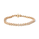 .925 Sterling Silver 1.0 Cttw Miracle Set Diamond Heart-Link 7" Tennis Bracelet (I-J Color, I2-I3 Clarity)