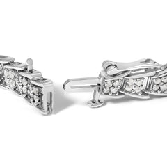 .925 Sterling Silver 2.0 Cttw Diamond Fan-Shaped Fancy Chevron Link Tennis Bracelet