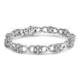 Sterling Silver Rose-Cut Diamond Love Locks Link Bracelet (1.00cttw,I-J color,I3-Promo clarity)