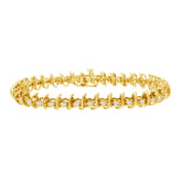10KT Yellow Gold Plated .925 Sterling Silver 1 cttw Prong-Set Diamond Link Bracelet (J-K, I1-I2) - 7.5"