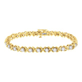 10K Yellow Gold Plated Sterling Silver 1 cttw Diamond Link Bracelet (J-K Clarity, I1-I2 Color) - Size 7"