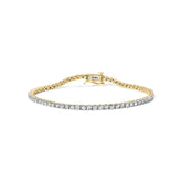 14K Yellow Gold Plated .925 Sterling Silver 3 cttw Diamond Tennis Bracelet - Size 7.25"