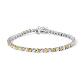 14K White Gold 5.0 Cttw Alternating White and Yellow Lab Grown Diamond Tennis Tennis Bracelet (Yellow/F-G Color, VS2-SI1 Clarity - 7"