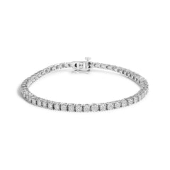 14K White Gold 3.0 Cttw Lab Grown Diamond Illusion-Set Miracle Plate Tennis Bracelet (F-G Color, VS1-VS2 Clarity) - Size 7.25"