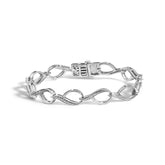 Sterling Silver 1/10 Cttw Diamond Accent Swirl Link Bracelet