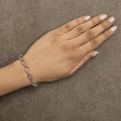 Sterling Silver 1/10 Cttw Diamond Accent Swirl Link Bracelet