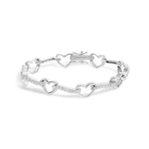 10K White Gold 2.0 Cttw Diamond Heart Link Bracelet
